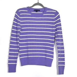 Brooks Brothers Purple and White Striped Crewneck Sweater